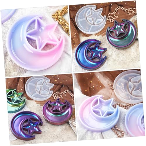 AKOOSY Flexible Silikonform Stern und Mond DIY Resin Gießform Praktisches Langlebiges Tablett für Kreative Schmuckaufbewahrung und Dekoration von AKOOSY