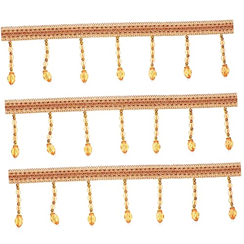 AKOOSY Gardinenspitze Perlen vorhänge vorhang window blind window shades home dekoration Schlüssel Stoffbesatz Zubehör zum Beschneiden von Quasten hängende Quastenperlen Polyester Beige von AKOOSY