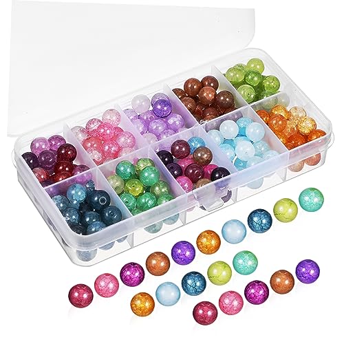 AKOOSY Glasperlen Crackle Glasperlen für DIY Schmuckherstellung Bastelperlen Verschiedenen Farben für Armbänder Ohrringe und Projekte von AKOOSY