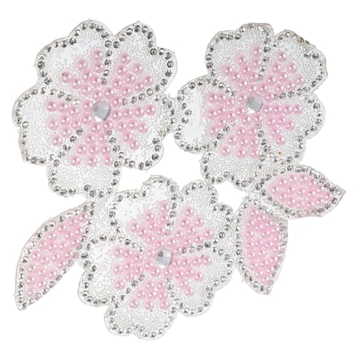 AKOOSY Glitzernder Strass Blumen Aufbügler Rosa DIY Kleidung Applikation Patch für Jacken Rucksäcke Reparatur Verzierung von AKOOSY