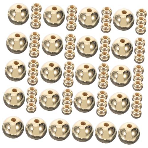 AKOOSY Goldene Ccb Kunststoffperlen Rund mit Loch DIY Schmuckperlen für Armbänder Basteln Glatte Oberfläche Vielseitig Verwendbar Ausreichend Menge für Gestalten von AKOOSY