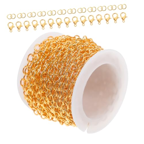 AKOOSY Goldfarbenes Schmuckketten Robustem Kreuzmuster Karabinerverschluss und Biegering für DIY Armband Halskettenherstellung Einfach zu Montieren und Langlebig von AKOOSY