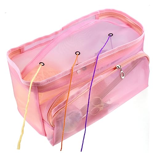 AKOOSY Große Stricktasche Strapazierfähigem Nylonnetz Organizer für Stricknadeln und Zubehör Leicht und Tragbar mit Reißverschluss für Projekte von AKOOSY