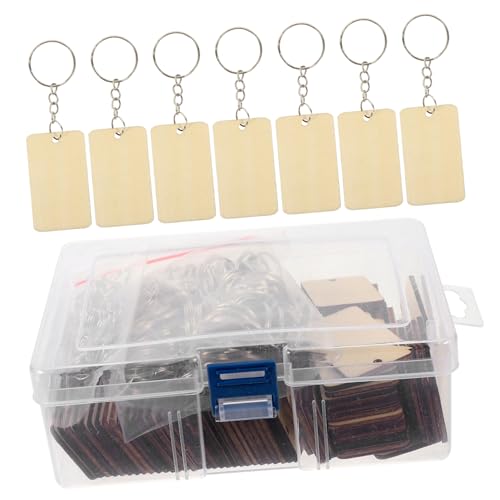 AKOOSY Holz Schlüsselanhänger Natürliche Rechteckige Holzanhänger mit Ring Blanko Holzschilder für DIY Basteln Multifunktional für Schlüssel Taschen und Dekoration AKOOSY Holz Schlüsselanhänger Natürliche Rechteckige Holzanhänger mit Ring Blanko Holzschilder für DIY Basteln Multifunktional für Schlüssel Taschen und Dekoration von AKOOSY
