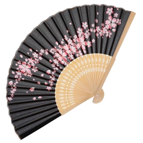 AKOOSY Japanischer Faltfächer Kirschblüten-motiv Hochzeitsfächer für Gäste Leichter Damen-handfächer aus Seidenstoff Dekorativ für Hochzeit Party Bühnenauftritt Geschenk von AKOOSY