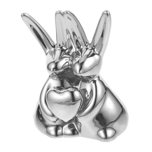 AKOOSY Keramik Kaninchenfigur Tischdekoration Liebespaare Hase Skulptur Silberfarben Langlebig Glatte Oberfläche Geschenkidee für Hochzeit Büro AKOOSY Keramik Kaninchenfigur Tischdekoration Liebespaare Hase Skulptur Silberfarben Langlebig Glatte Oberfläche Geschenkidee für Hochzeit Büro von AKOOSY