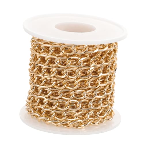 AKOOSY Metalldraht Gliederkette Goldfarben DIY Schmuckherstellung Kettenglieder für Halsketten Armbänder Taschen Zubehör Handwerksketten Schmuck Selber Machen von AKOOSY
