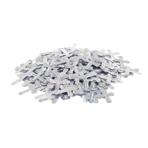 AKOOSY Silber Kreuz Konfetti Tischstreuung Faderesistente Plastikdekoration für Kommunion Taufe Hochzeit Shower und Festliche Anlässe Glitzerndes Elegantes Religiöses Party Zubehör von AKOOSY