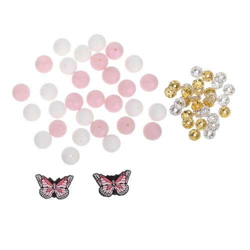 AKOOSY Silikon-Perlenringe Perlen zur Herstellung von Schlüsselanhängern Silikonperlen für die Schmuckherstellung Silikonperlenschlüsselkette Perlen-Kits für Armbänder Metall von AKOOSY