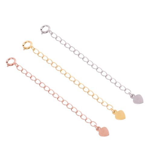 AKOOSY Sterling Silber Verlängerungskette Teiliges Herzanhänger Schmuckzubehör für Halskette Armband Fußkette in Gold Silber Roségold AKOOSY Sterling Silber Verlängerungskette Teiliges Herzanhänger Schmuckzubehör für Halskette Armband Fußkette in Gold Silber Roségold von AKOOSY