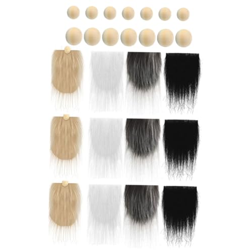 AKOOSY Teiliges DIY Wichtelbart mit Holzperlen Langlebige Polyester Wichtelbart Accessoires in Khaki und Dunkelgrau für Weihnachtsdekoration und von AKOOSY