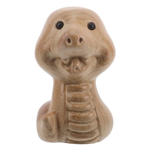 AKOOSY Tierkreisschlangenpfirsichholzschnitzer Schlangenstatuendekor Tiermaskottchenfigur Schlange Schlangenskulptur Aus Holz Schlangenfigur Für Das Neue Jahr Khaki Hölzern von AKOOSY
