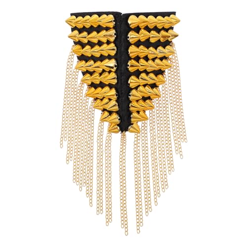 AKOOSY Vintage Epaulette mit Quasten und Nieten Goldene Schulterklappe mit Kettenverzierung Langlebiges Mode Accessoire für Blazer Karneval Bühnenauftritte und Kostümpartys von AKOOSY