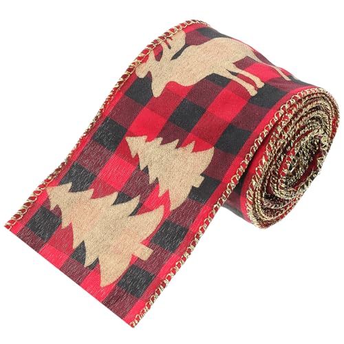 AKOOSY Weihnachtsgeschenkband aus Hochwertigem Leinen Farbintensives Langlebiges Geschenkband für Weihnachtsbaumdeko DIY Band zum Schneiden Vielseitig für Geschenkverpackung und Basteln von AKOOSY