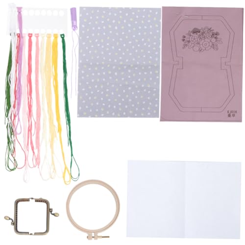 AKOOSY bestickte Geldbörse Stich Stanznadel Stickgarn handgefertigt embroidery set handwerkskunst stofftasche Starter für Handstickerei Sticken für Anfänger Violet von AKOOSY