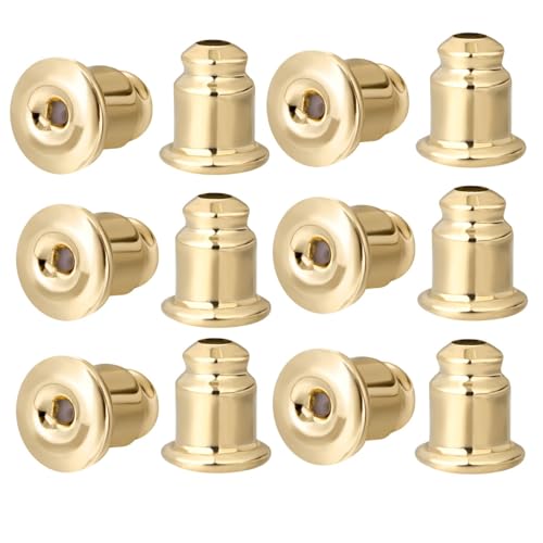 Goldene Ohrring-Verschlüsse, 12 Stück, Kugel-Verschlüsse für Ohrstecker, hängende Ohren, schwere Ohrringe, Seure durchbohrte Ohrring-Rückseite für Ohrstecker, Komfort-Ohrringheber Goldene Ohrring-Verschlüsse, 12 Stück, Kugel-Verschlüsse für Ohrstecker, hängende Ohren, schwere Ohrringe, Seure durchbohrte Ohrring-Rückseite für Ohrstecker, Komfort-Ohrringheber von AKRUWELRY