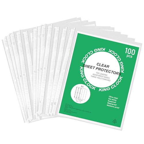 Blattschutz, 21,6 x 27,9 cm, transparente Seitenschutzfolien für 3-Ringbücher, Kunststoffhülle für Ordner, Top-Loading Papierschutz, Briefgröße (100 Stück) von ALACOOYA
