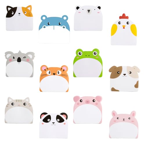 24 Paket Bunt Cartoon Tiere Haftnotizen Klebezettel, Sticky Notes, Selbstklebende Haftnotizzettel, Süße Klein Büronotizen für Büro Schule Haus, Party Kindergeburtstag Gastgeschenke von ALAHUGYEF