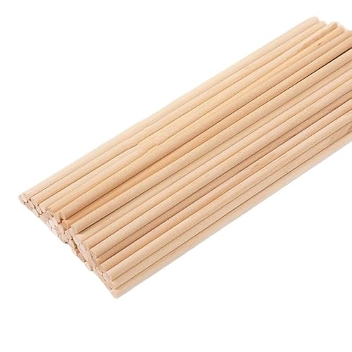 50 Stück runde Holzstreifen, 0,5 cm Durchmesser, natürlicher Holzstab für Party, kreatives Heimwerken, Holzstäbchen, handgefertigtes Modellmaterial (10 x 0,5 cm) von ALANIZ