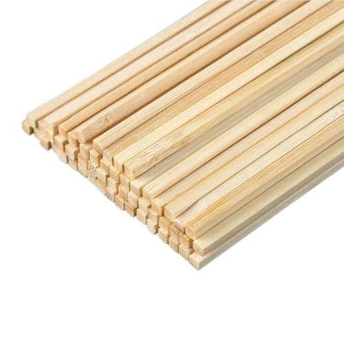 50 Stück unlackierte quadratische Holzstäbe, Dübelstangenstreifen, L 400 mm, Bastelbedarf, Zubehör für Flugzeugmodellbau (400 x 3 x 3 mm) von ALANIZ