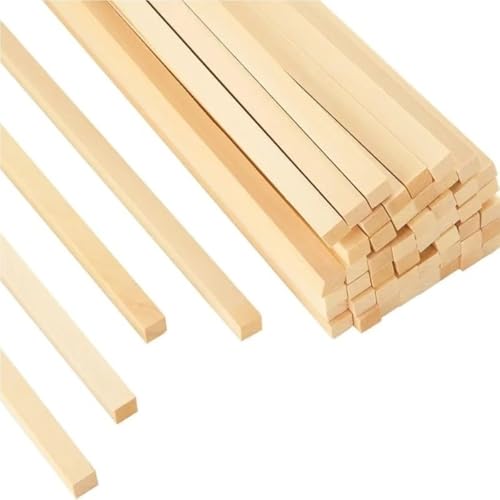 Basha-Holzstreifen, Holzstäbchen, Basteln, quadratisch, Cudgel, Modellbau, Schnitzerei, Handwerk, DIY-Zubehör (5 x 5 x 200 mm), 30 Stück von ALANIZ