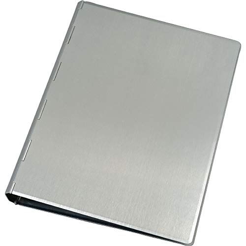 Alassio 40111 - Ringbuch aus Aluminium, Notizringbuch silber, Notizblock Ordner ca. 24,5 × 18,5 × 2,5 cm, Metall Ringordner A5, Alu Ringbuchmappe für Block A5 von ALASSIO