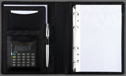 Alassio 30007-1 - Ringbuchmappe BENACO im DIN A5 Format, Schreibmappe aus feinstem Nappaleder, Dokumentenmappe in schwarz, Mappe ca. 23 x 18 x 3 cm von ALASSIO