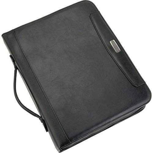 Alassio 30104 Ringbuchmappe A4 Porto, Tagungsmappe aus FINEtouch-Lederimitat, Schreibmappe mit Block im Format DIN A4, Businessmappe mit Taschenrechner, Dokumentenmappe schwarz, Mappe 36x29×5,5 cm von ALASSIO