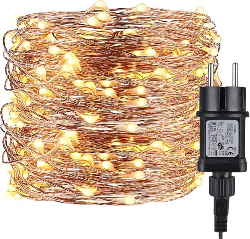 ALED LIGHT LED-Lichterkette, 32 m, 320 LEDs, wasserdicht, IP65, 24V, Warmweiß, Kupferdraht, für Innen- und Außenbeleuchtung für Schlafzimmer, Haus, Garten, Weihnachten, Geburtstag, Hochzeit von ALED LIGHT