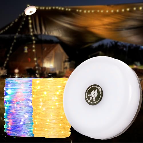 Camping Lichterkette Aufrollbar, 10M RGB Warmes Licht Outdoor Light Streifen mit 8 Modi, IP44 wasserdicht, tragbare USB Powered Fairy Lights, LED String Flasher Lights für Zelt Camping Hof Dekoration von ALED LIGHT