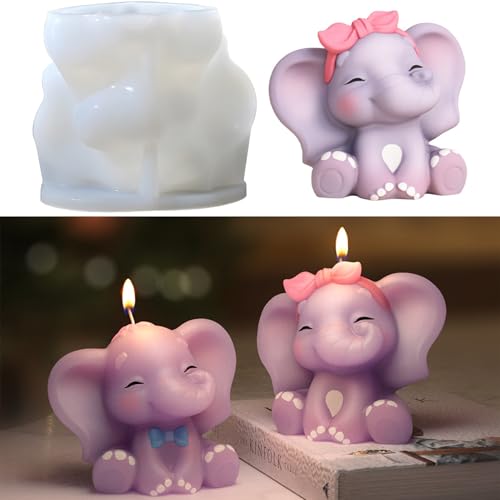 ALEFBET Silikonform Elefant，Kerzenformen zum Gießen，Silikonformen Gießformen，Gipsformen zum Gießen, Kerzenform Silikon Gießform，Epoxidharz Formen (Elefant Weiblich) von ALEFBET