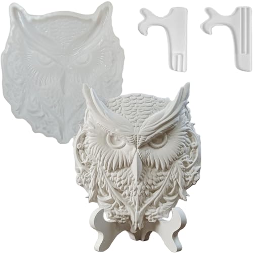 ALEFBET Silikonform Eule, Silikonformen Gießformen Eule, Silikon Gießform Ornamente, Gipsformen zum Gießen, Epoxidharz Formen Eule Dekorationen (Set-Eule) von ALEFBET
