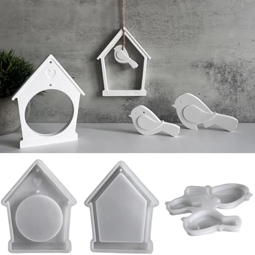 ALEFBET Silikonform Frühling Vogel Haus Anhänger, Silikonformen Gießformen Frühling, Silikon Gießform Frühling Vogel, Gipsformen zum Gießen, Epoxidharz Formen Frühling Dekorationen(Vogel und Haus) ALEFBET Silikonform Frühling Vogel Haus Anhänger, Silikonformen Gießformen Frühling, Silikon Gießform Frühling Vogel, Gipsformen zum Gießen, Epoxidharz Formen Frühling Dekorationen(Vogel und Haus) von ALEFBET