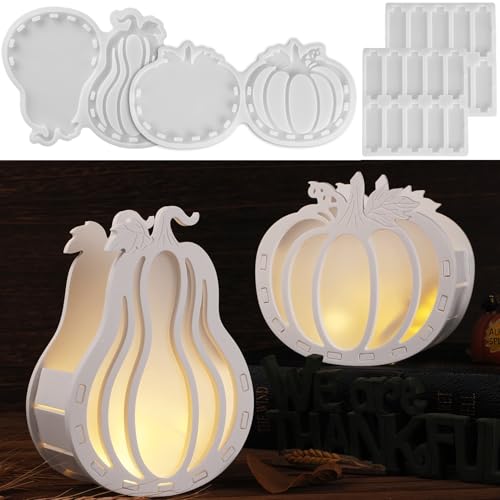 ALEFBET Silikonform Halloween für Led,Silikonformen Gießformen Halloween,Silikon Gießform Kürbis Lichterkranz,Gipsformen zum Gießen FS722 von ALEFBET