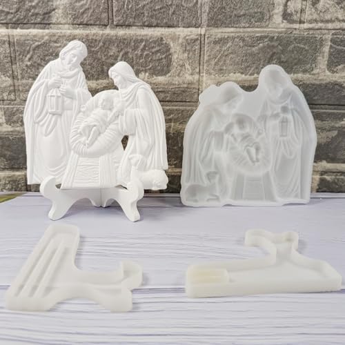 ALEFBET Silikonform Jesus Reliefornamente mit Präsentationsständer Gießform,Silikonformen Gießformen,Silikon Gießform,Gipsformen zum Gießen,Epoxidharz Formen (Jesus S1837) von ALEFBET