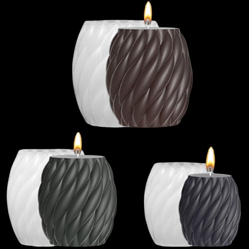 ALEFBET Silikonform Kerzen, Kerzenformen zum Gießen, Silikonformen Gießformen Kerzen, Drehung Stumpen Kerzen Formen Silikon, DIY Kerzen Silikonformen Set （Drehung Stumpen 3 Stück） von ALEFBET