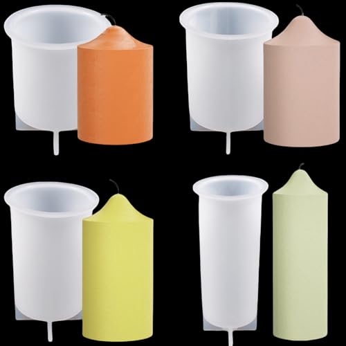 ALEFBET Silikonform Kerzen, Kerzenformen zum Gießen, Silikonformen Gießformen Kerzen, Große Stumpen Kerzen Formen Silikon, DIY Kerzen Silikonformen Set（Stumpenkerzen 4 Stück） von ALEFBET