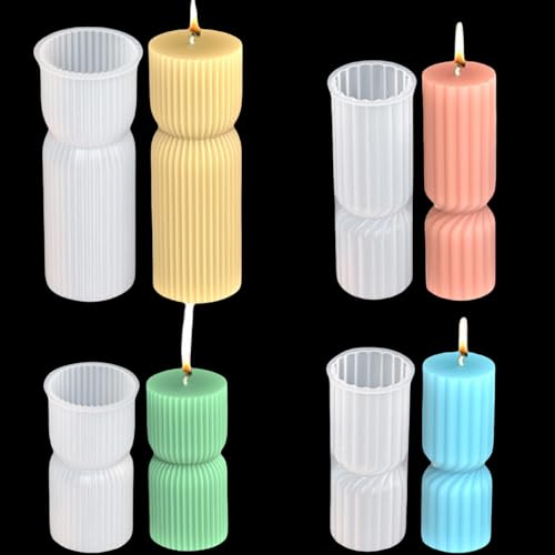 ALEFBET Silikonform Kerzen, Kerzenformen zum Gießen, Silikonformen Gießformen Kerzen, Römische Säule Kerzen Formen Silikon, DIY Kerzen Silikonformen Set （Römische Säule 4 Stück） von ALEFBET