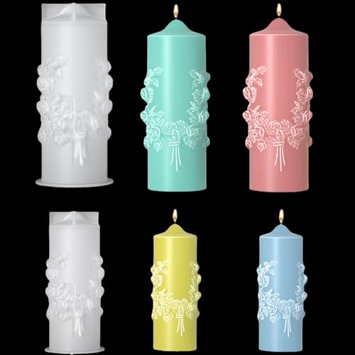 ALEFBET Silikonform Kerzen, Kerzenformen zum Gießen, Silikonformen Gießformen Kerzen, Rose Stumpen Kerzen Formen Silikon, DIY Kerzen Silikonformen Set（Rosekerzen 2 Stück） von ALEFBET