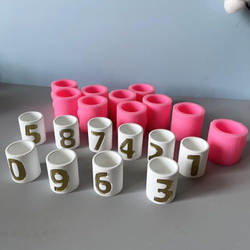 ALEFBET Silikonform Kerzenhalter Stabkerzen，Zahlen 0-9 Gießformen Silikon Kerzenhalter Stabkerzen，Silikonformen Gießformen Kerzenhalter für Stabkerzen (0-9) von ALEFBET