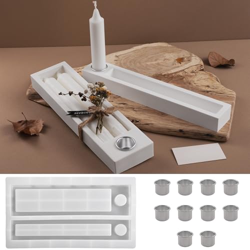 ALEFBET Silikonform Kerzenhalter für Stabkerzen,Silikonformen Gießformen,Gipsformen zum Gießen,Silikon Gießform Kerzenhalter und Aufbewahrungsbox für Stabkerzen FS630B (Silikonform-Set) von ALEFBET