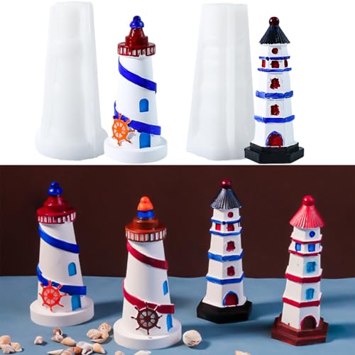 ALEFBET Silikonform Leuchtturm 3d,Silikonformen Gießformen Leuchtturm Groß,Silikon Gießform Leuchtturm,Gipsformen zum Gießen,Epoxidharz Formen Silikon ZC72D von ALEFBET