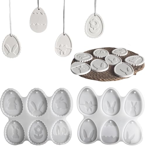 ALEFBET Silikonform Ostern Anhänger, Silikonformen Gießformen Ostern, Silikon Gießform Anhänger Hase, Gipsformen zum Gießen, Epoxidharz Formen Ostern Dekorationen（Hase B) von ALEFBET