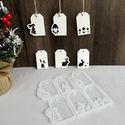 ALEFBET Silikonform Ostern Anhänger, Silikonformen Gießformen Ostern, Silikon Gießform Anhänger Hase, Gipsformen zum Gießen, Epoxidharz Formen Ostern Dekorationen（Hase F) von ALEFBET