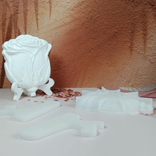 ALEFBET Silikonform Rose Reliefornamente mit Präsentationsständer Gießform,Silikonformen Gießformen,Silikon Gießform,Gipsformen zum Gießen,Epoxidharz Formen (Rose S1466) von ALEFBET