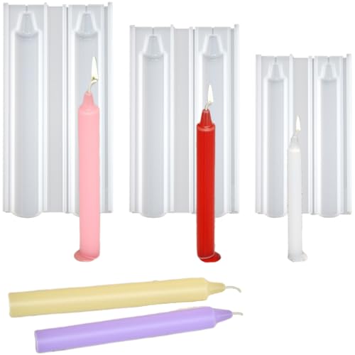ALEFBET Silikonform Stabkerzen, Kerzenformen zum Gießen, Silikonformen Gießformen Kerzen, Stumpen Kerzen Formen Silikon, DIY Kerzen Silikonformen Set（Stabkerzen 3 Stück） von ALEFBET