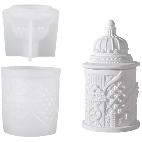 ALEFBET Silikonform Tasse,Griechische Mythologie Tasse Kerzenformen zum Gießen,Gießform Tasse Gips,Silikonformen Gießformen Tassen,Silikonform Becher für Epoxidharz (Schloss mit Deckel) von ALEFBET