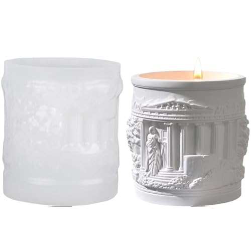 ALEFBET Silikonform Tasse,Griechische Mythologie Tasse Kerzenformen zum Gießen,Gießform Tasse Gips,Silikonformen Gießformen Tassen,Silikonform Becher für Epoxidharz (Tempel) von ALEFBET