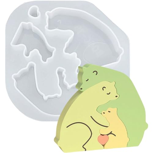 ALEFBET Silikonform Tiere Puzzle, Kerzenform zum Gießen, Silikonformen Gießformen Tiere, Gipsformen zum Gießen, Kerzenform Silikon Gießform, Epoxidharz Formen (Bär B06C-18) von ALEFBET