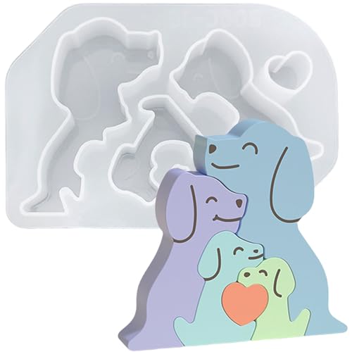 ALEFBET Silikonform Tiere Puzzle, Kerzenform zum Gießen, Silikonformen Gießformen Tiere, Gipsformen zum Gießen, Kerzenform Silikon Gießform, Epoxidharz Formen (Hund B06C-16) von ALEFBET